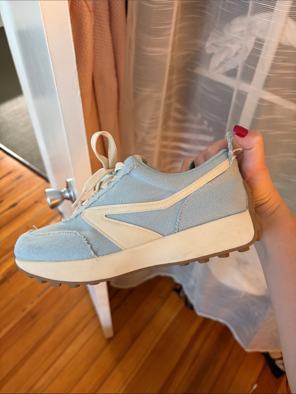 Dolce Vita Light Blue and Cream Canvas Sneakers